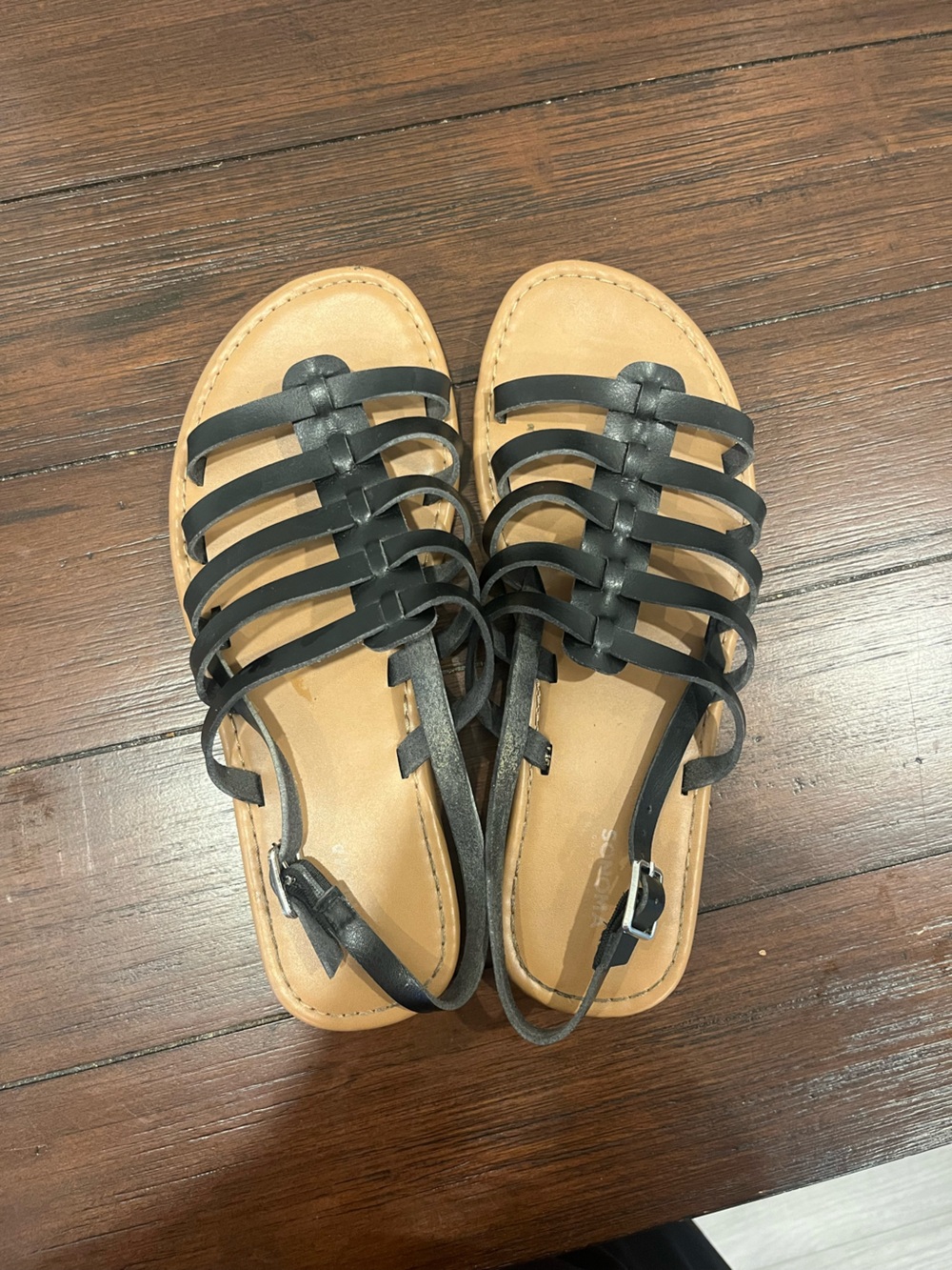Black Strappy Gladiator Sandals - Women